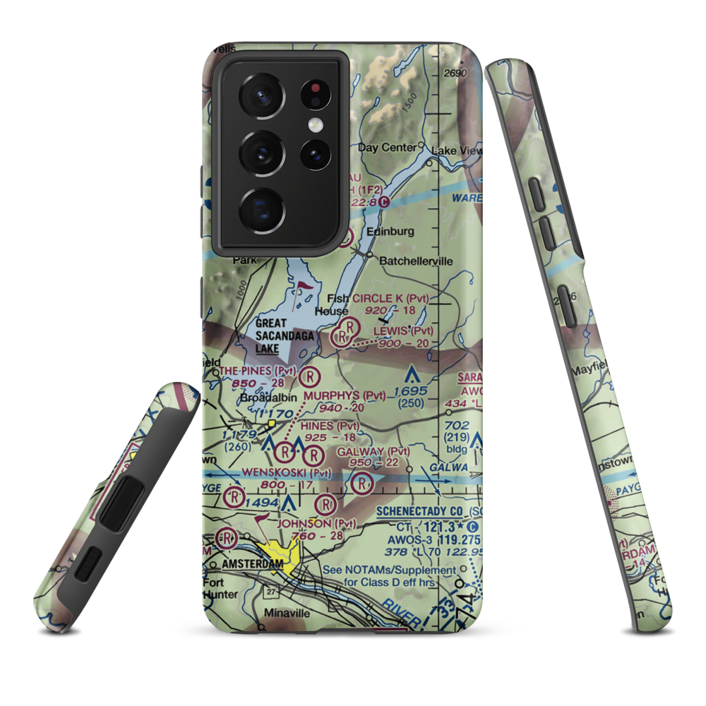 Circle K Ranch Airport (NY65) VFR Sectional Samsung Phone Case Samsung Galaxy S21 Plus model shown