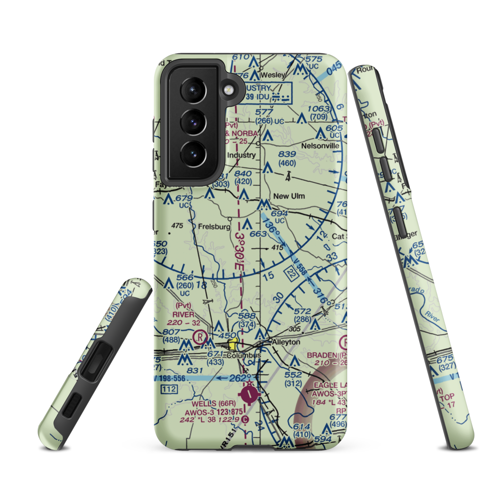 Circle M Ranch Airport (6TX2) VFR Sectional Samsung Phone Case Samsung Galaxy S21 FE model shown