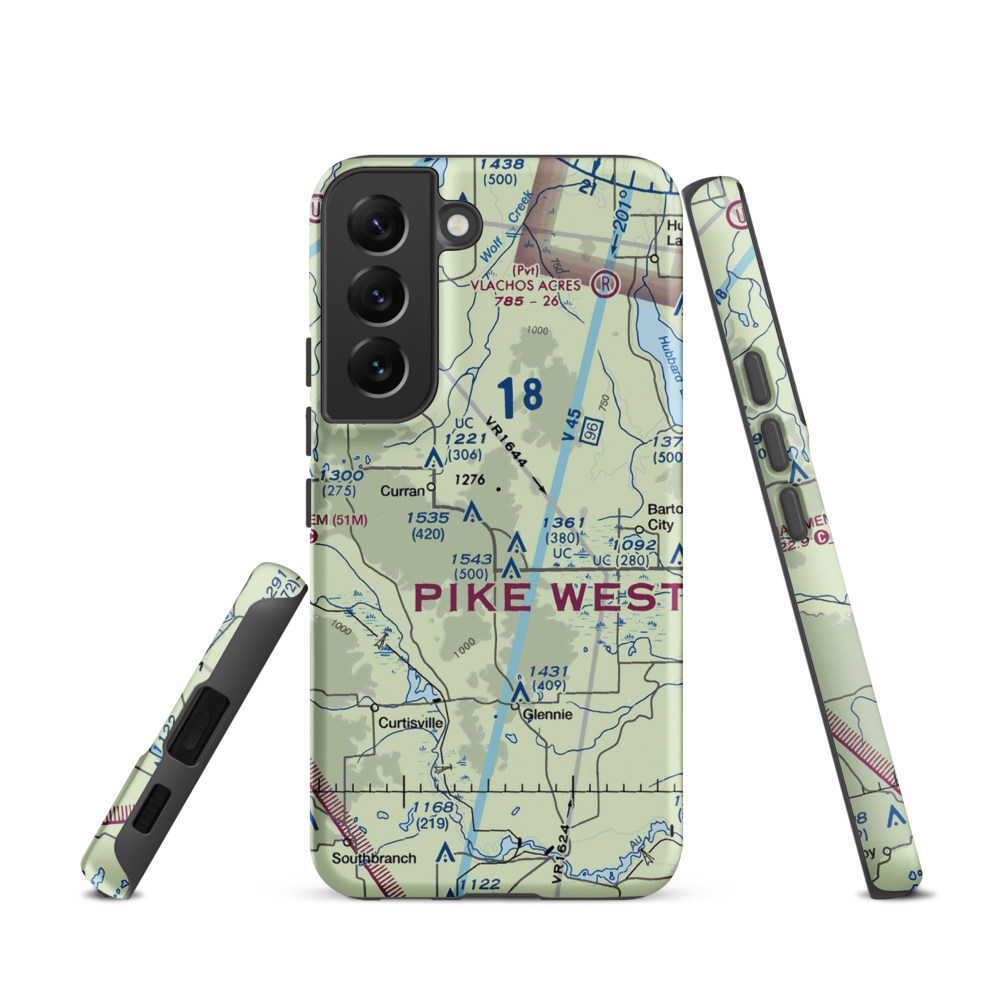Circle T Ranch Airport (MI93) VFR Sectional Samsung Phone Case Samsung Galaxy S22 model shown