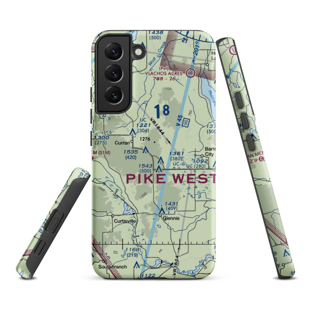 Circle T Ranch Airport (MI93) VFR Sectional Samsung Phone Case Samsung Galaxy S22 Plus model shown