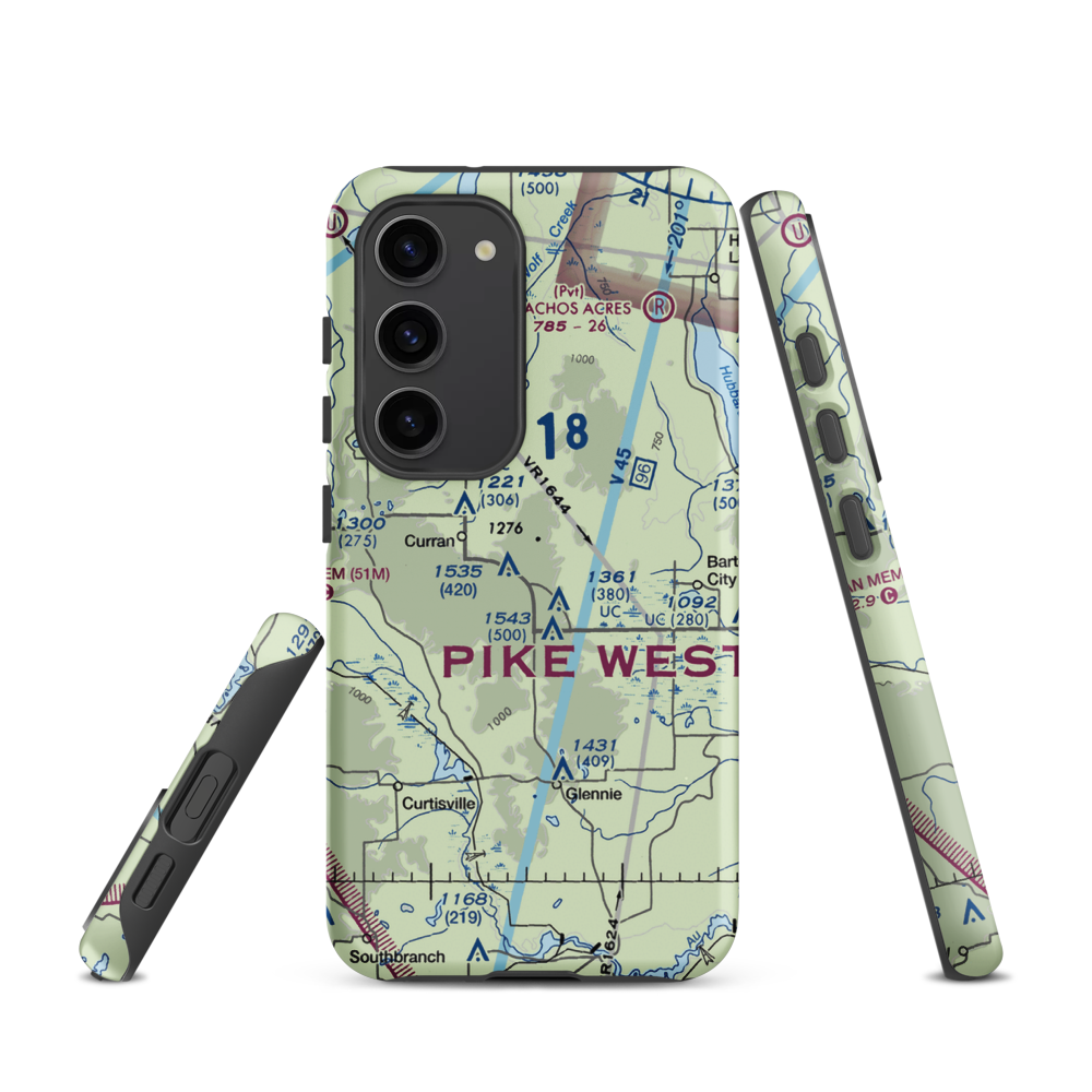 Circle T Ranch Airport (MI93) VFR Sectional Samsung Phone Case Samsung Galaxy S23 model shown