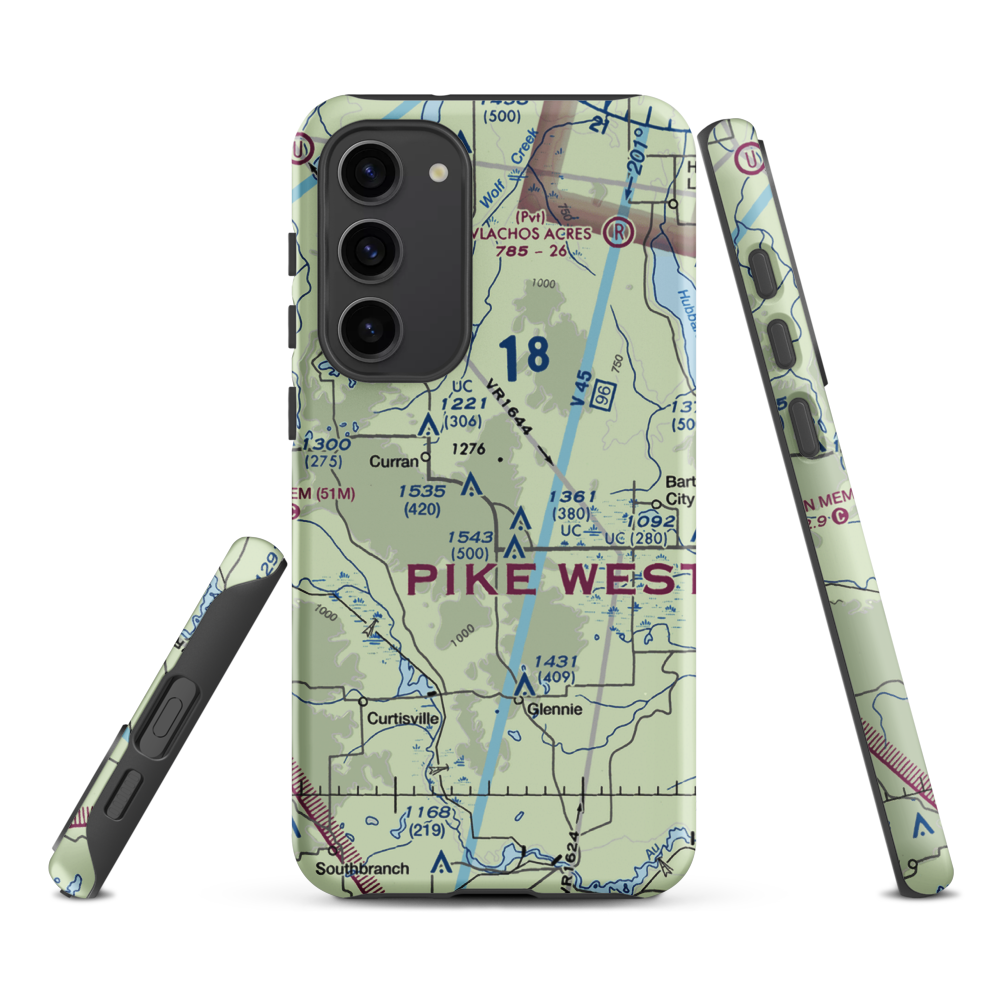 Circle T Ranch Airport (MI93) VFR Sectional Samsung Phone Case Samsung Galaxy S23 Plus model shown