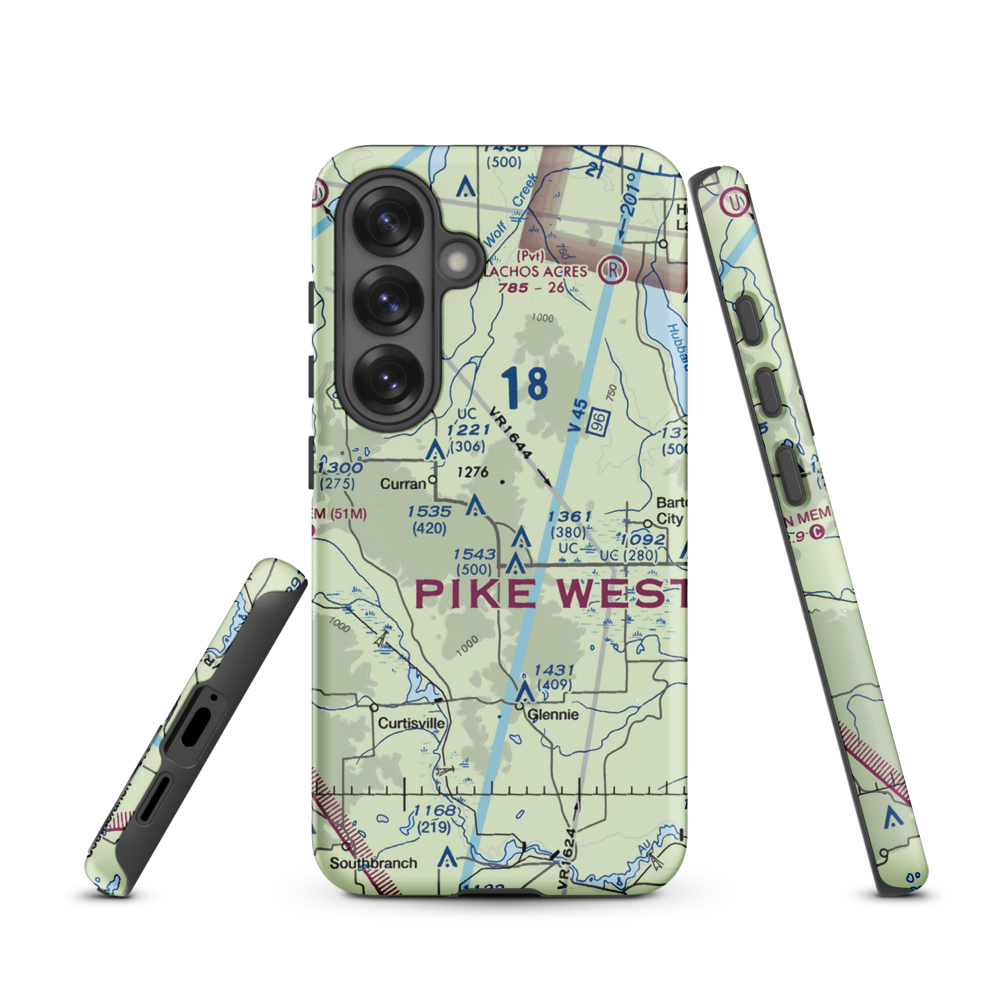 Circle T Ranch Airport (MI93) VFR Sectional Samsung Phone Case Samsung Galaxy S25 model shown