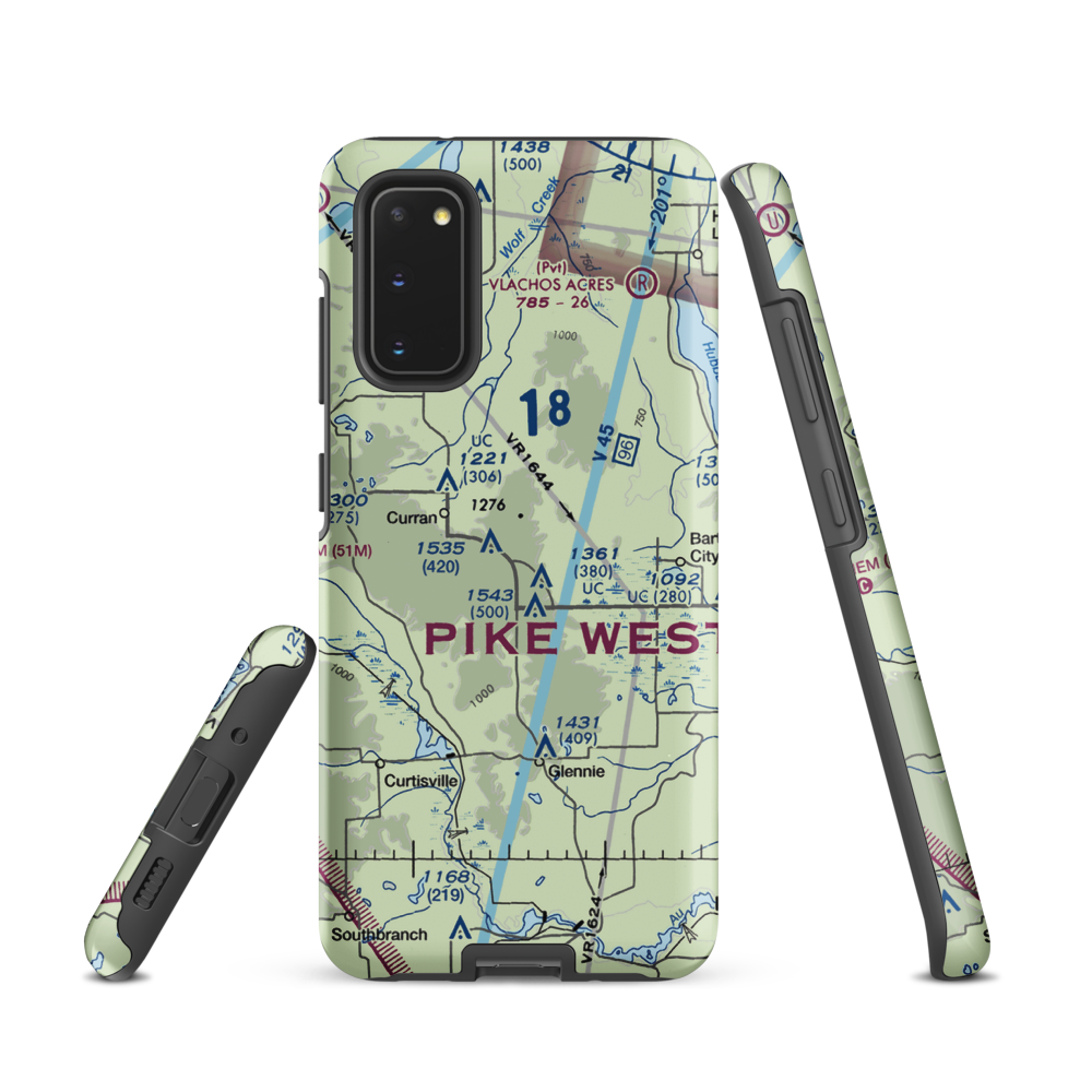 Circle T Ranch Airport (MI93) VFR Sectional Samsung Phone Case Samsung Galaxy S20 model shown