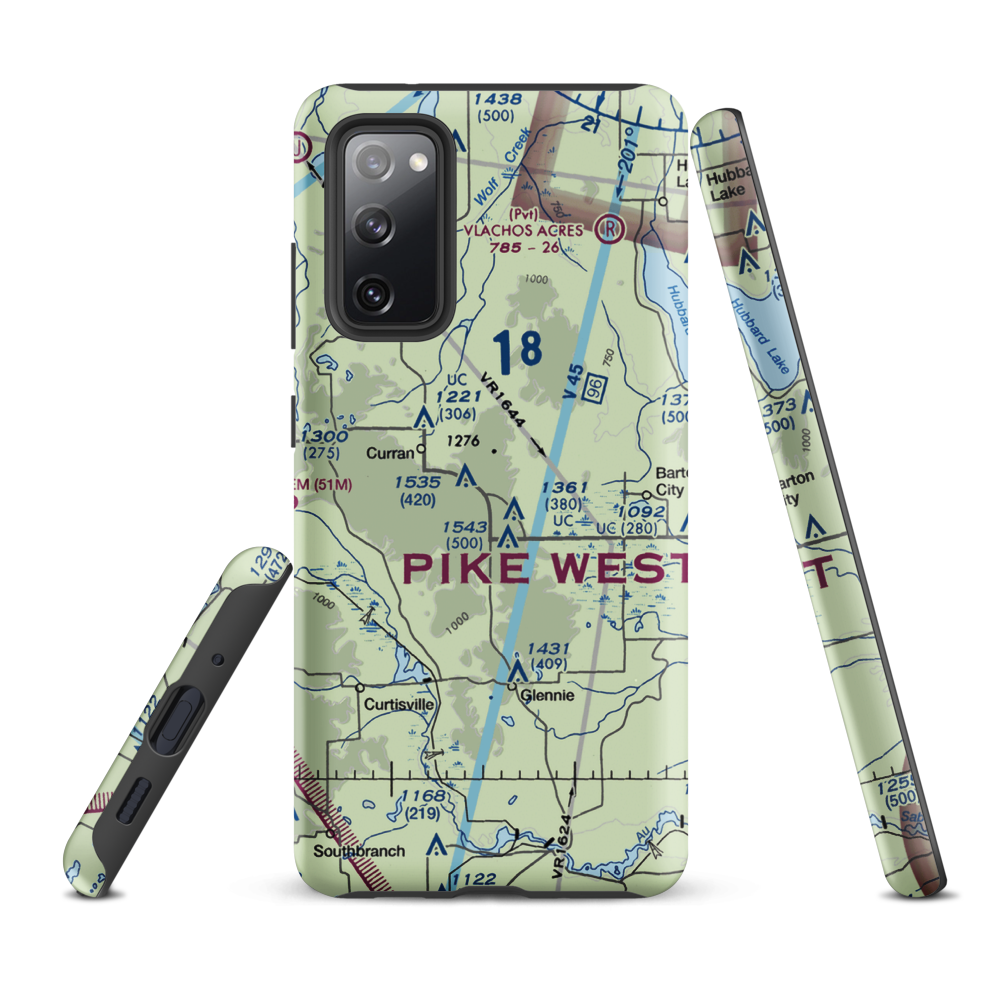 Circle T Ranch Airport (MI93) VFR Sectional Samsung Phone Case Samsung Galaxy S20 FE model shown