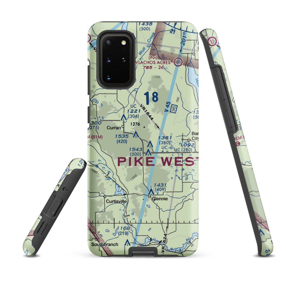 Circle T Ranch Airport (MI93) VFR Sectional Samsung Phone Case Samsung Galaxy S20 Plus model shown