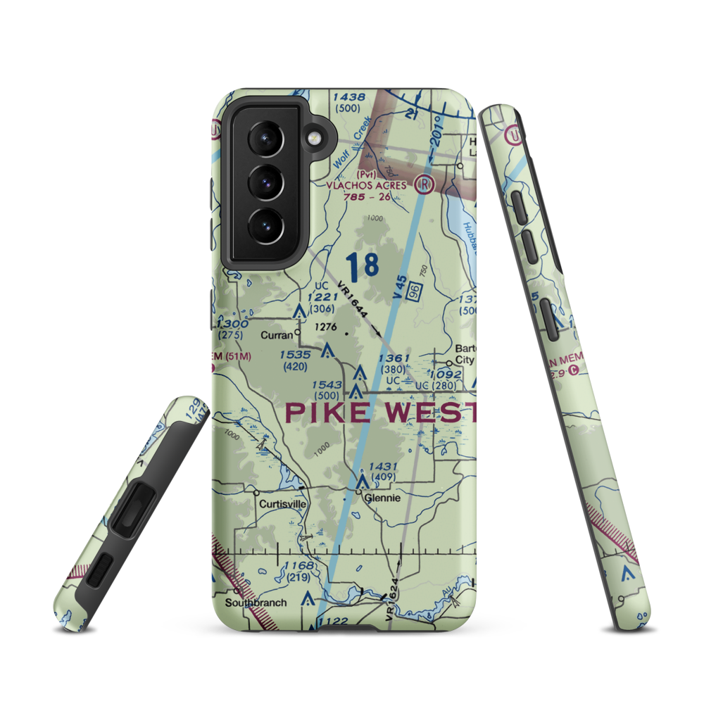 Circle T Ranch Airport (MI93) VFR Sectional Samsung Phone Case Samsung Galaxy S21 model shown