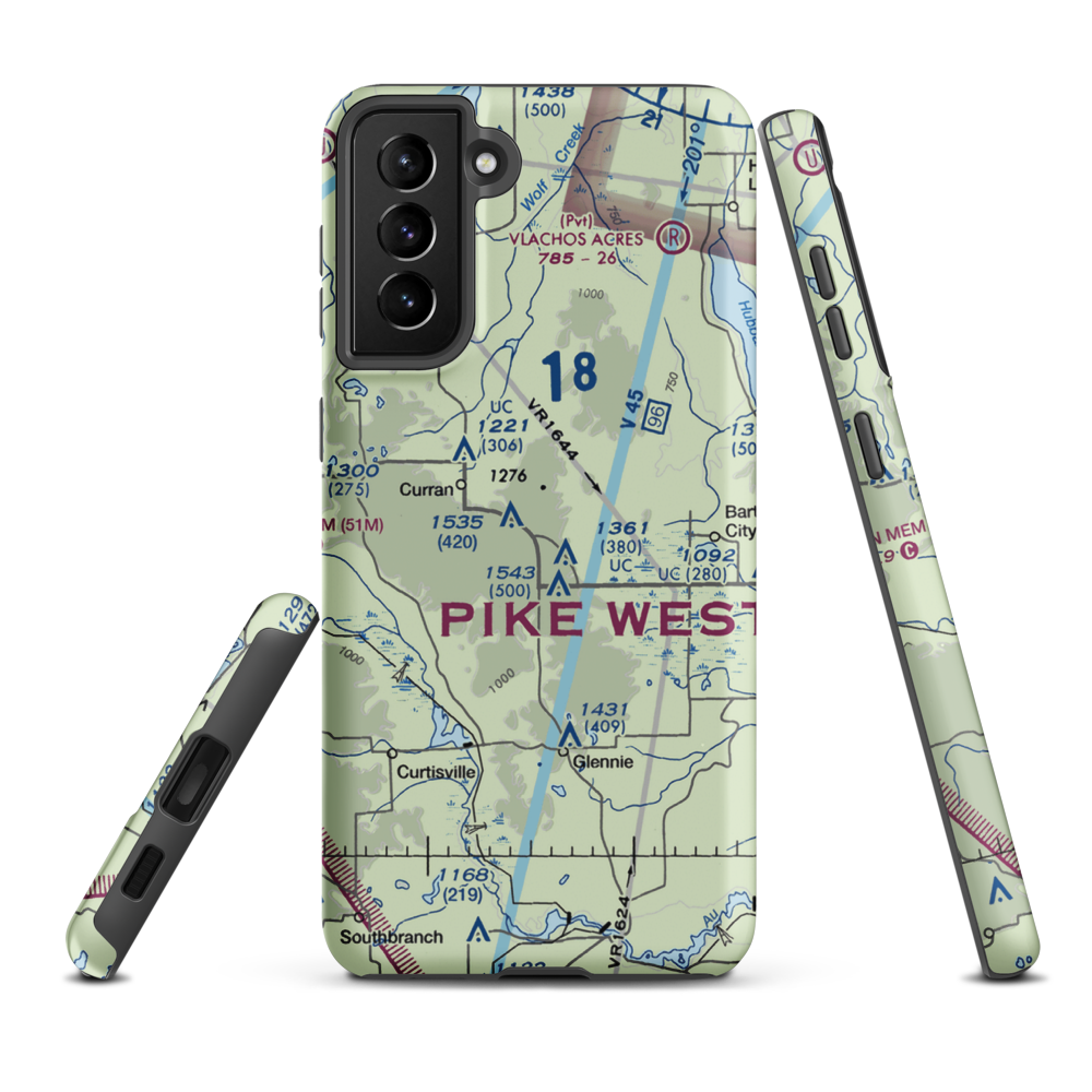 Circle T Ranch Airport (MI93) VFR Sectional Samsung Phone Case Samsung Galaxy S21 FE model shown
