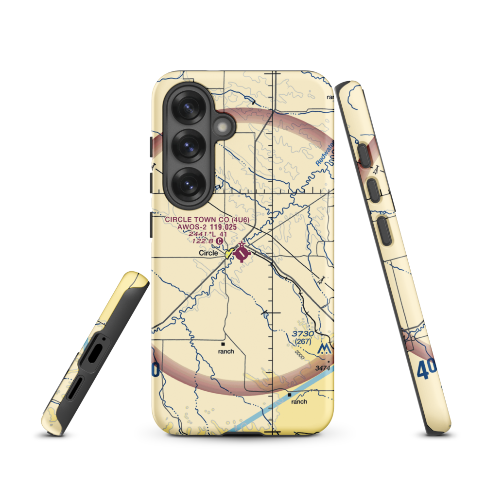 Circle Town County Airport (4U6) VFR Sectional Samsung Phone Case Samsung Galaxy S25 model shown