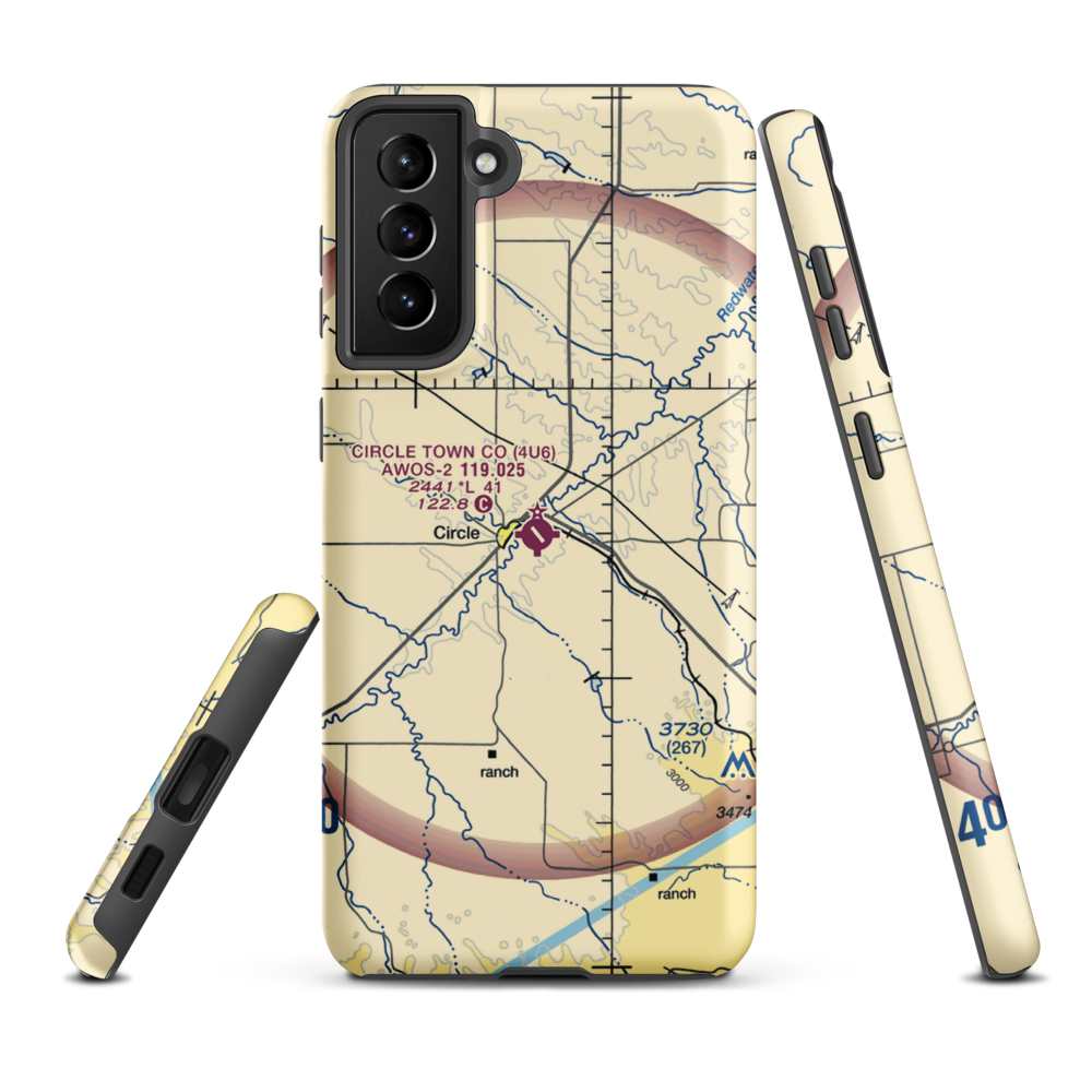 Circle Town County Airport (4U6) VFR Sectional Samsung Phone Case Samsung Galaxy S21 FE model shown