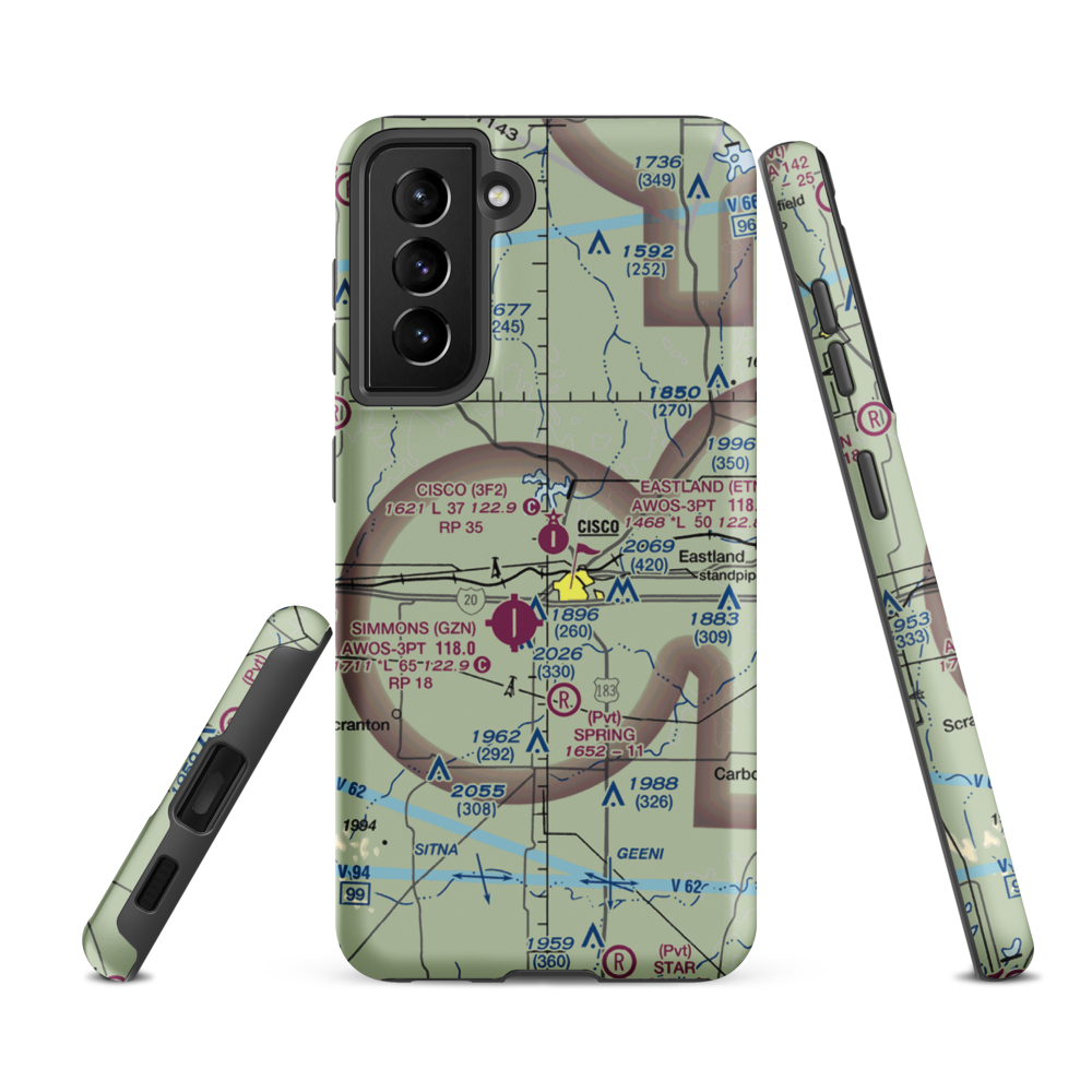 Cisco Municipal Airport (3F2) VFR Sectional Samsung Phone Case Samsung Galaxy S21 FE model shown
