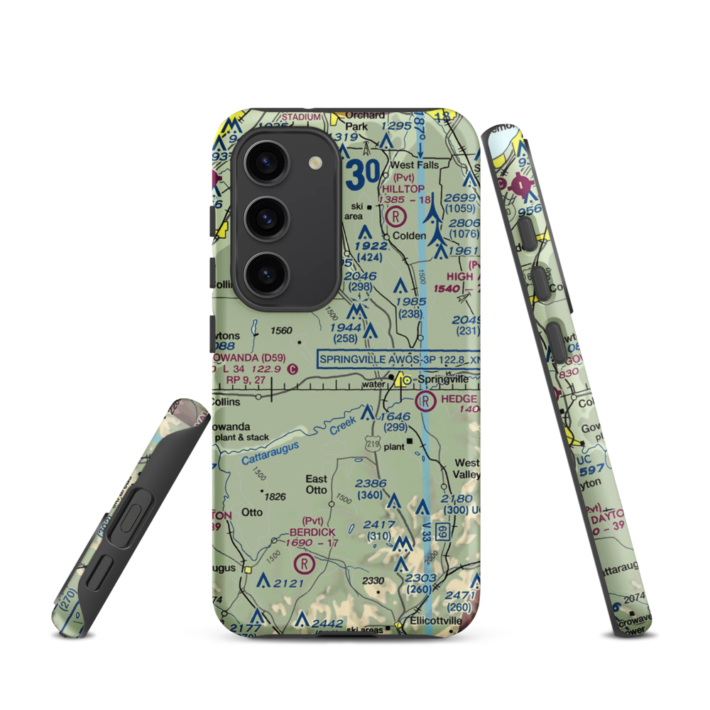 Ciszak Airport (35NY) VFR Sectional Samsung Phone Case Samsung Galaxy S23 model shown