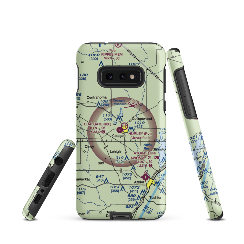 City of Coalgate Airport (08F) VFR Sectional Samsung Phone Case Samsung Galaxy S10 Plus model shown