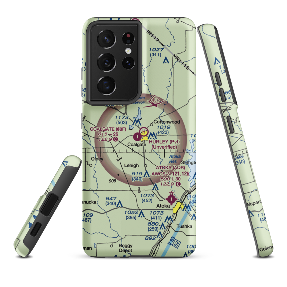 City of Coalgate Airport (08F) VFR Sectional Samsung Phone Case Samsung Galaxy S21 Ultra model shown
