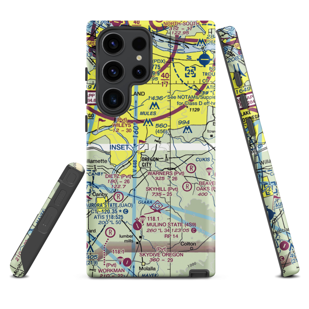 Clackamas Heights Airport (1OR6) VFR Sectional Samsung Phone Case Samsung Galaxy S23 Ultra model shown