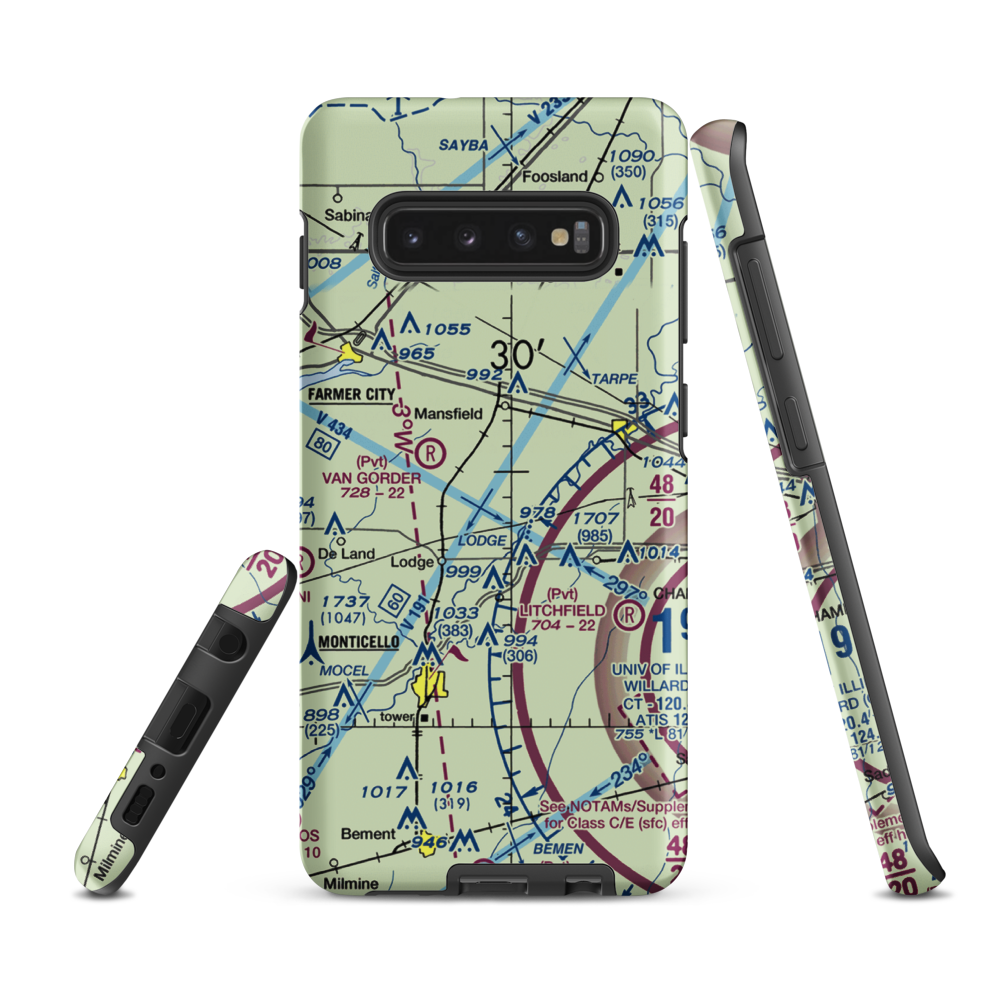 Clapper Airport (53IL) VFR Sectional Samsung Phone Case Samsung Galaxy S10 Plus model shown