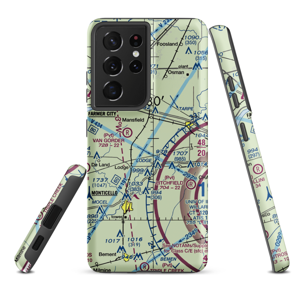 Clapper Airport (53IL) VFR Sectional Samsung Phone Case Samsung Galaxy S21 Ultra model shown