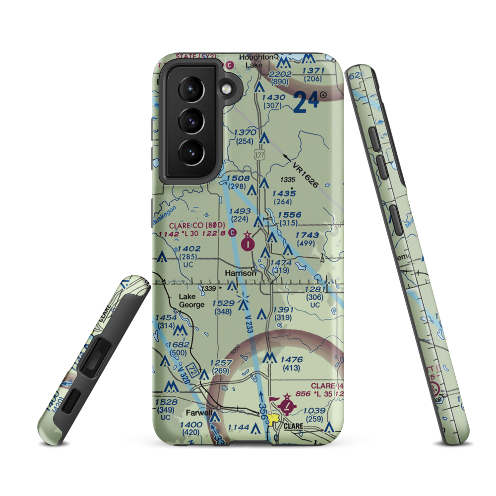 Clare County Airport (80D) VFR Sectional Samsung Phone Case Samsung Galaxy S21 FE model shown