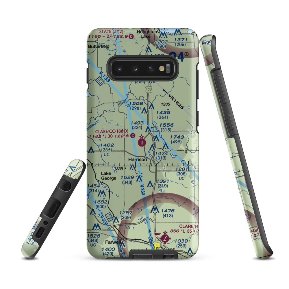Clare County Airport (80D) VFR Sectional Samsung Phone Case Samsung Galaxy S10 Plus model shown