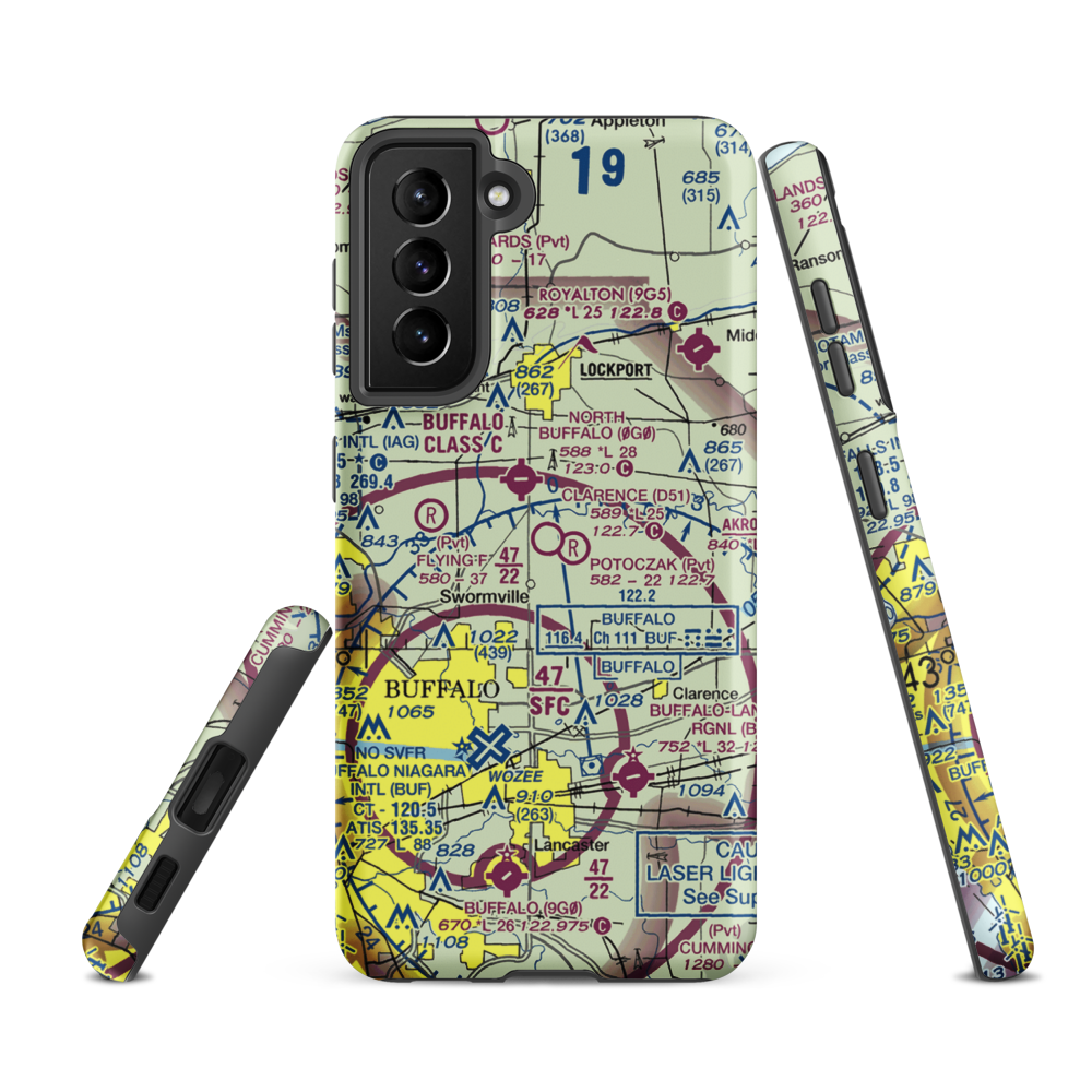 Clarence Aerodrome (D51) VFR Sectional Samsung Phone Case Samsung Galaxy S21 FE model shown