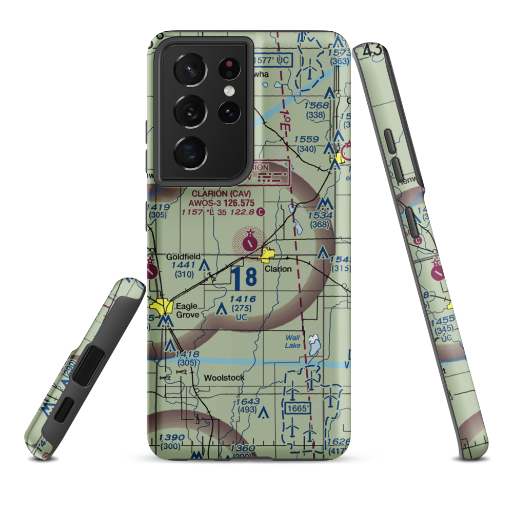 Clarion Municipal Airport (CAV) VFR Sectional Samsung Phone Case Samsung Galaxy S21 Ultra model shown