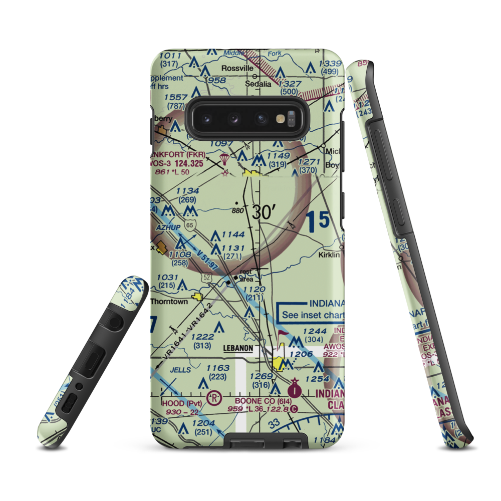 Clark Airport (19IN) VFR Sectional Samsung Phone Case Samsung Galaxy S10 Plus model shown