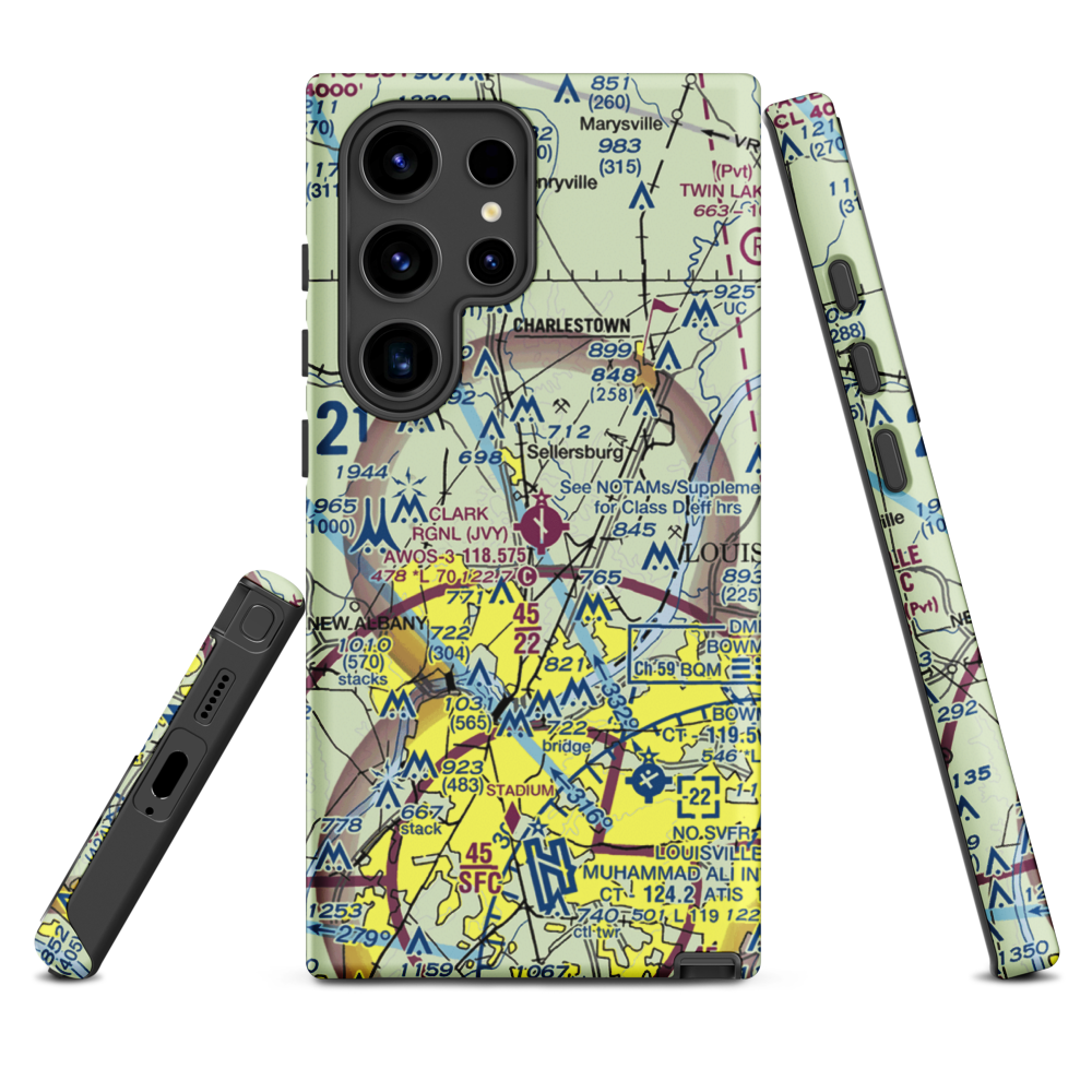 Clark Regional Airport (JVY) VFR Sectional Samsung Phone Case Samsung Galaxy S24 Ultra model shown