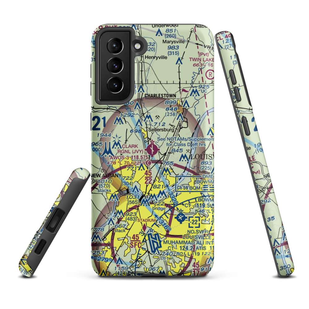 Clark Regional Airport (JVY) VFR Sectional Samsung Phone Case Samsung Galaxy S21 Plus model shown