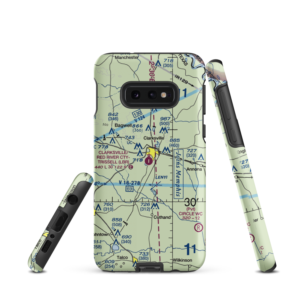 Clarksville Red River City-J D Trissell Field (LBR) VFR Sectional Samsung Phone Case Samsung Galaxy S10 Plus model shown