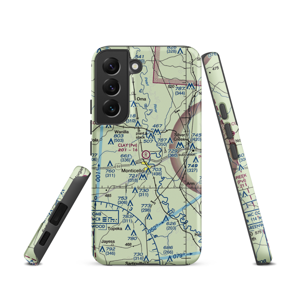 Clay Airport (MS50) VFR Sectional Samsung Phone Case Samsung Galaxy S22 model shown