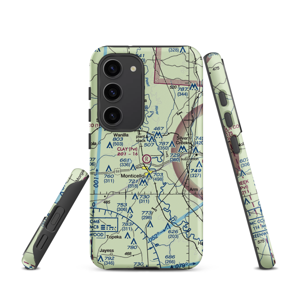 Clay Airport (MS50) VFR Sectional Samsung Phone Case Samsung Galaxy S23 model shown