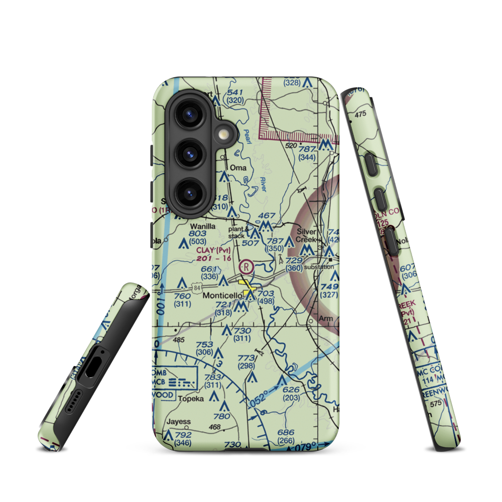 Clay Airport (MS50) VFR Sectional Samsung Phone Case Samsung Galaxy S24 model shown