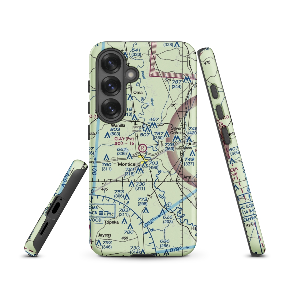 Clay Airport (MS50) VFR Sectional Samsung Phone Case Samsung Galaxy S25 model shown