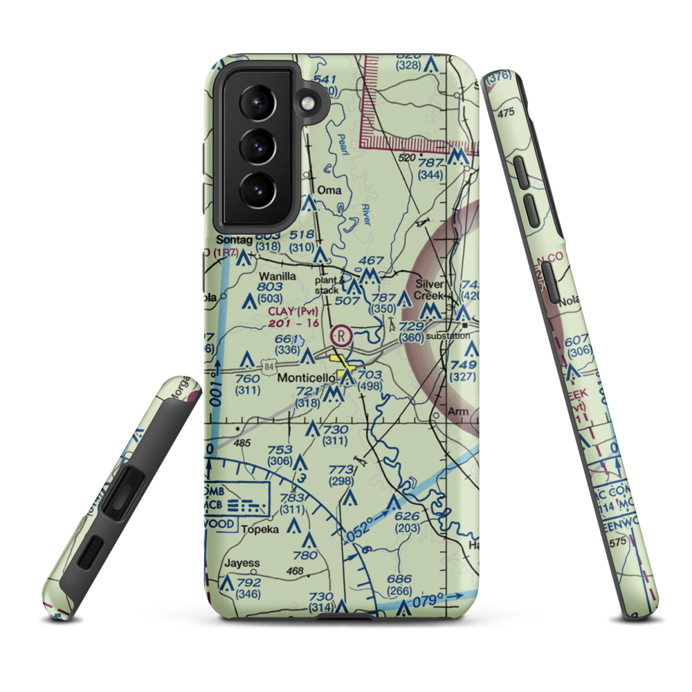 Clay Airport (MS50) VFR Sectional Samsung Phone Case Samsung Galaxy S21 FE model shown