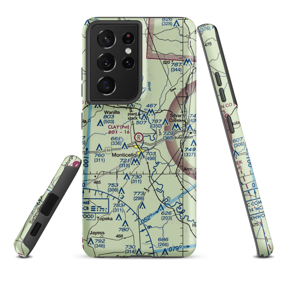 Clay Airport (MS50) VFR Sectional Samsung Phone Case Samsung Galaxy S21 Plus model shown