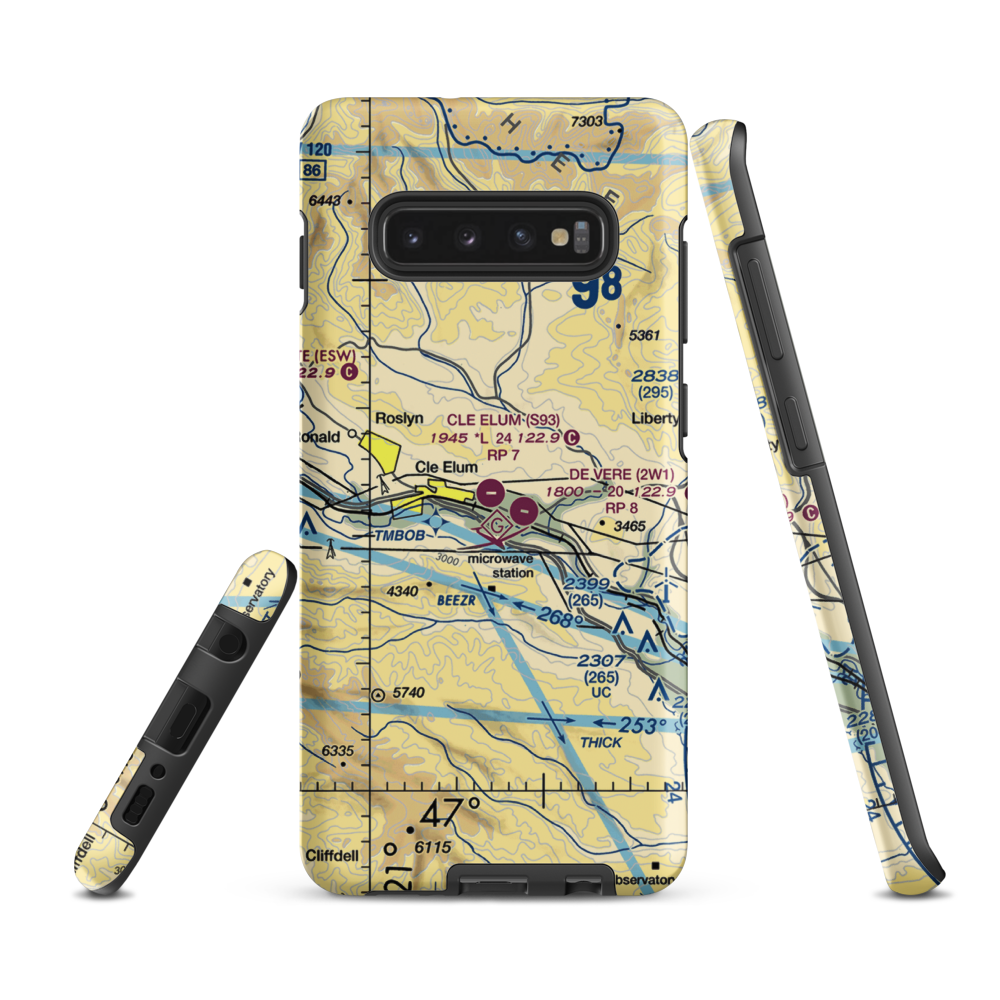 Cle Elum Municipal Airport (S93) VFR Sectional Samsung Phone Case Samsung Galaxy S10 Plus model shown
