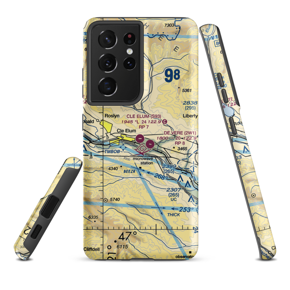 Cle Elum Municipal Airport (S93) VFR Sectional Samsung Phone Case Samsung Galaxy S21 Ultra model shown