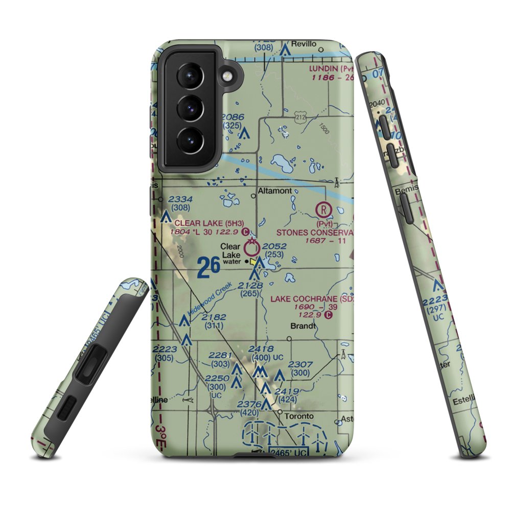 Clear Lake Municipal Airport (5H3) VFR Sectional Samsung Phone Case Samsung Galaxy S21 Plus model shown
