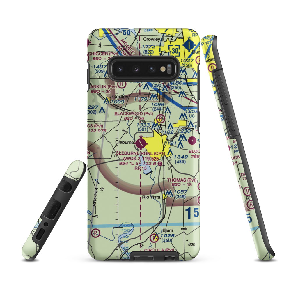 Cleburne Municipal Airport (CPT) VFR Sectional Samsung Phone Case Samsung Galaxy S10 Plus model shown