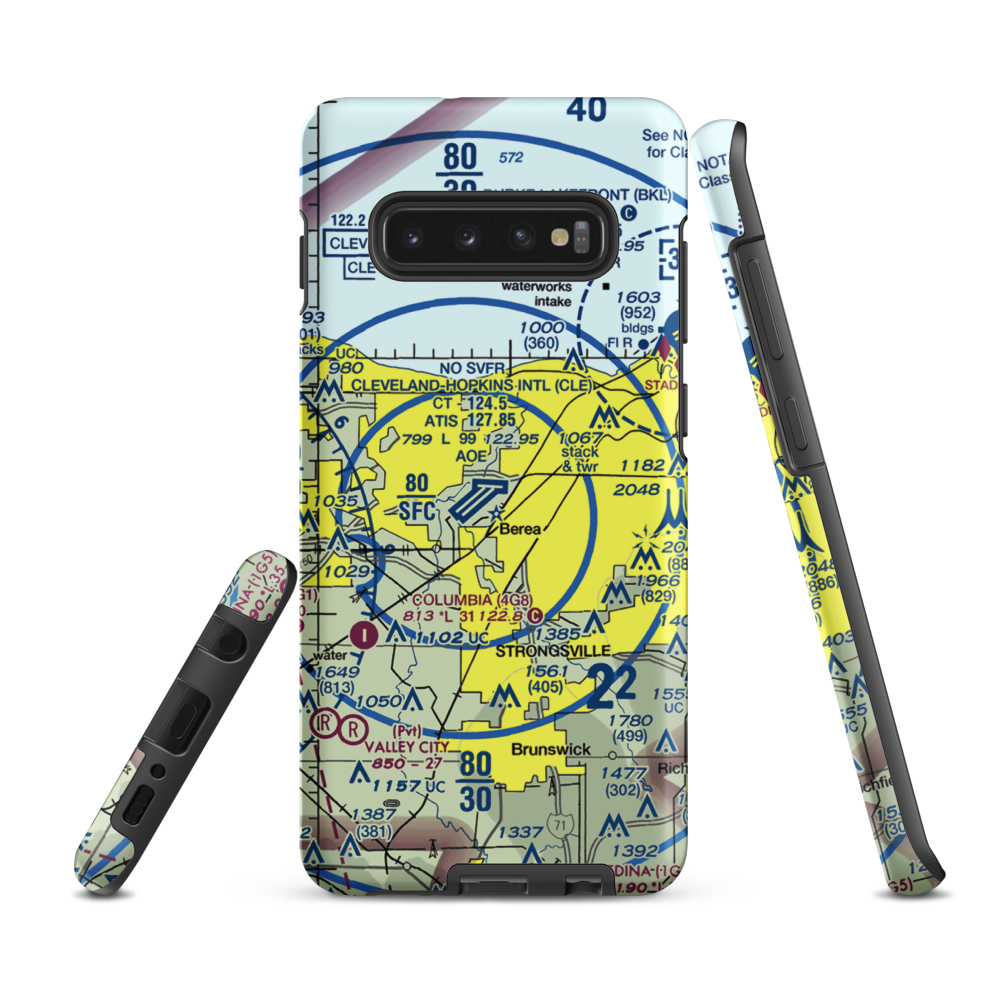 Cleveland Hopkins International Airport (CLE) VFR Sectional Samsung Phone Case Samsung Galaxy S10 Plus model shown