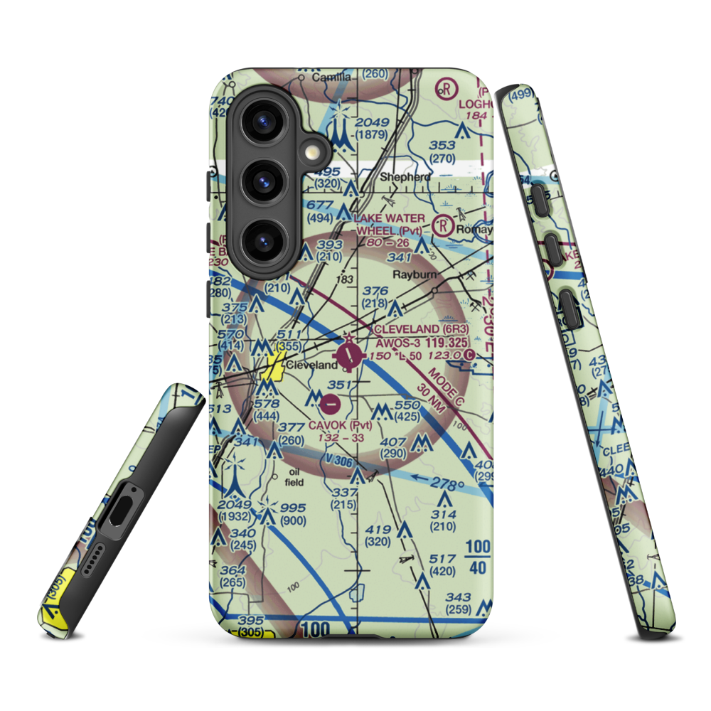 Cleveland Municipal Airport (6R3) VFR Sectional Samsung Phone Case Samsung Galaxy S24 Plus model shown