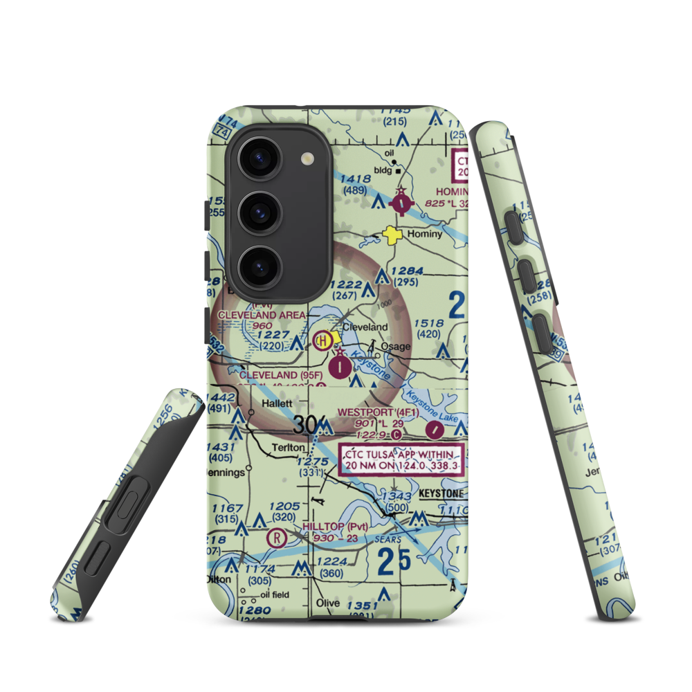 Cleveland Municipal Airport (95F) VFR Sectional Samsung Phone Case Samsung Galaxy S23 model shown