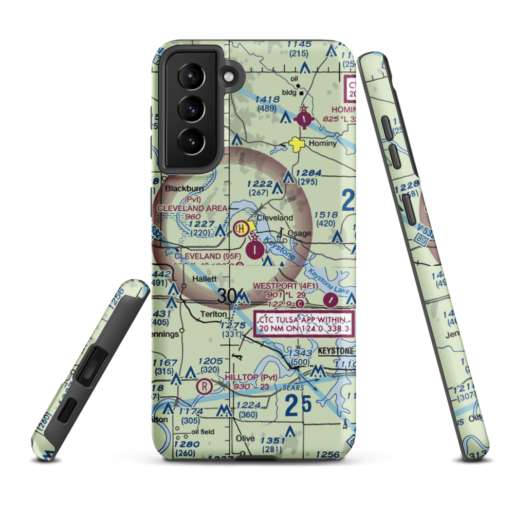 Cleveland Municipal Airport (95F) VFR Sectional Samsung Phone Case Samsung Galaxy S21 FE model shown