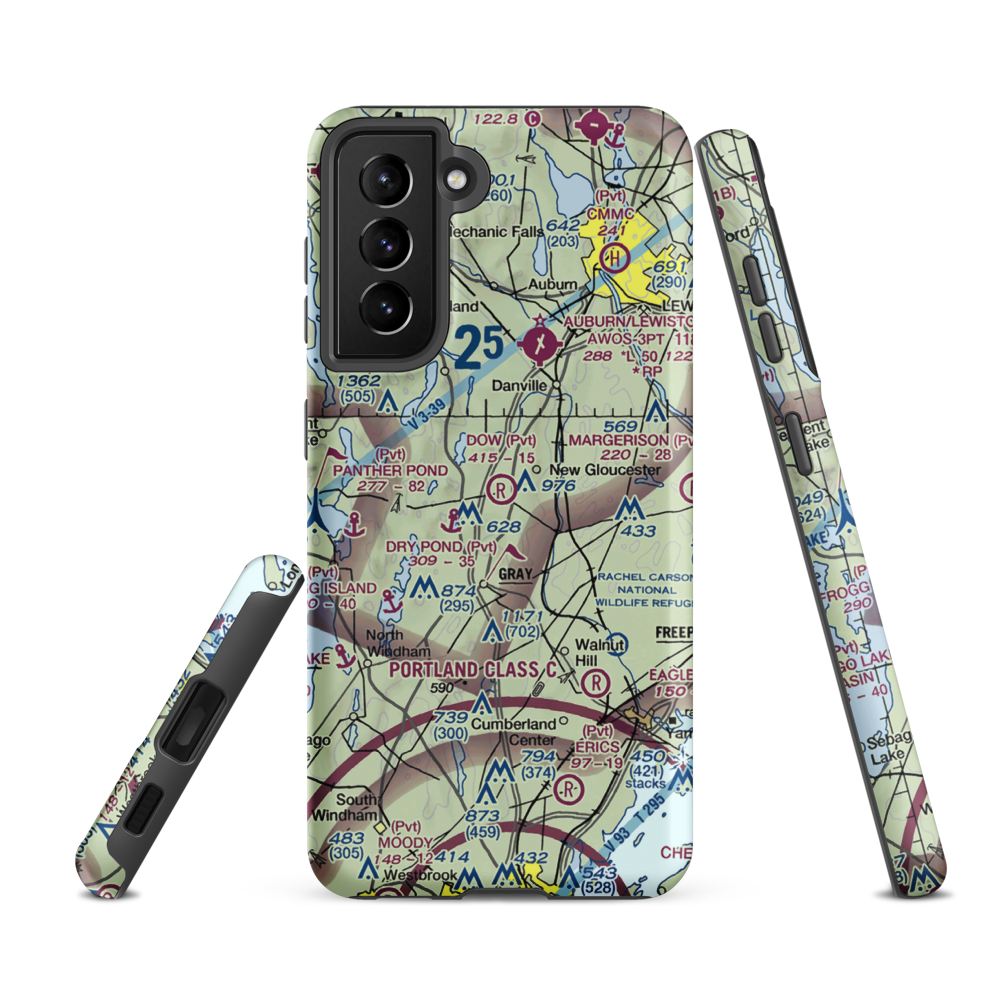 Cliff Dow Airport (54ME) VFR Sectional Samsung Phone Case Samsung Galaxy S21 FE model shown
