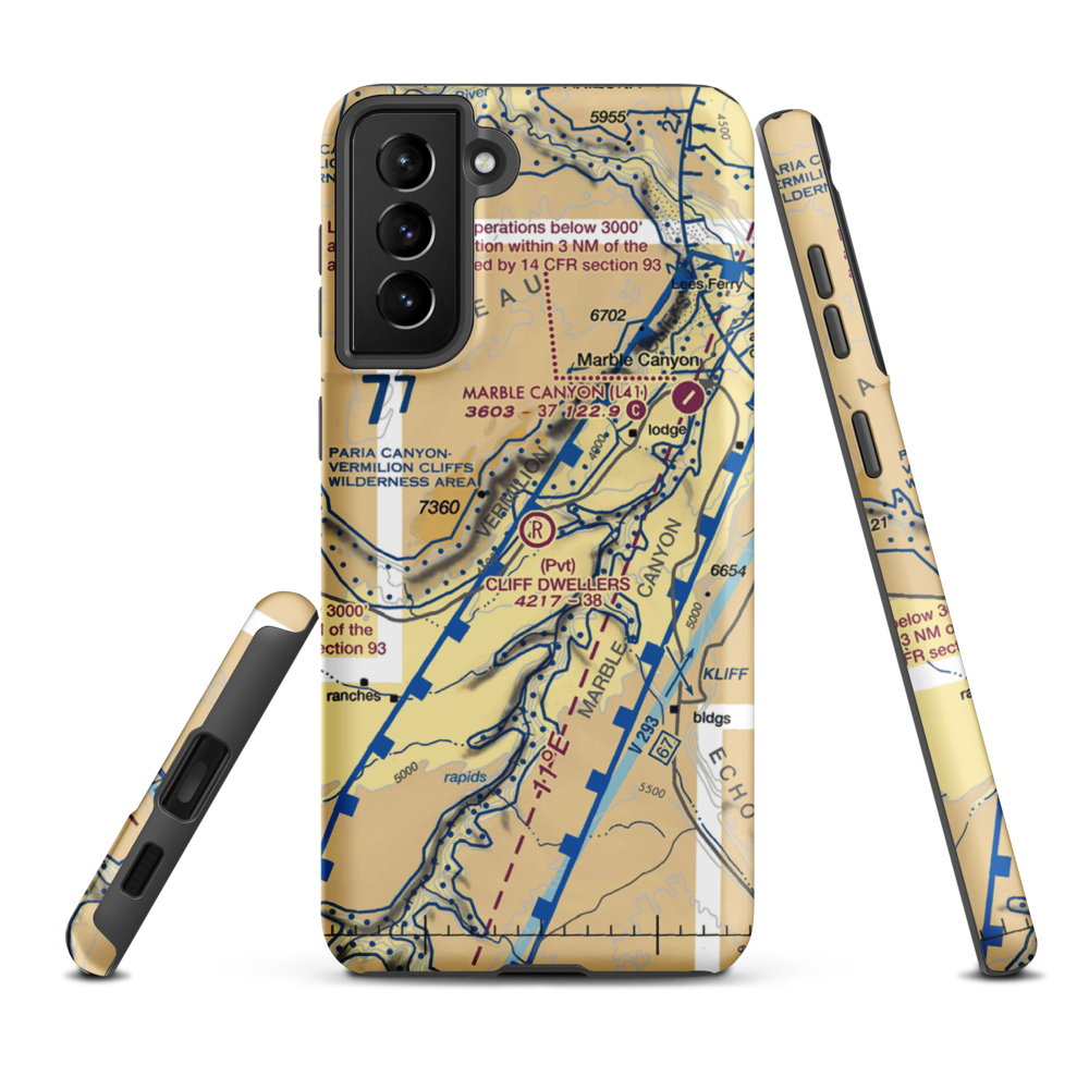 Cliff Dwellers Lodge Airport (AZ03) VFR Sectional Samsung Phone Case Samsung Galaxy S21 Plus model shown