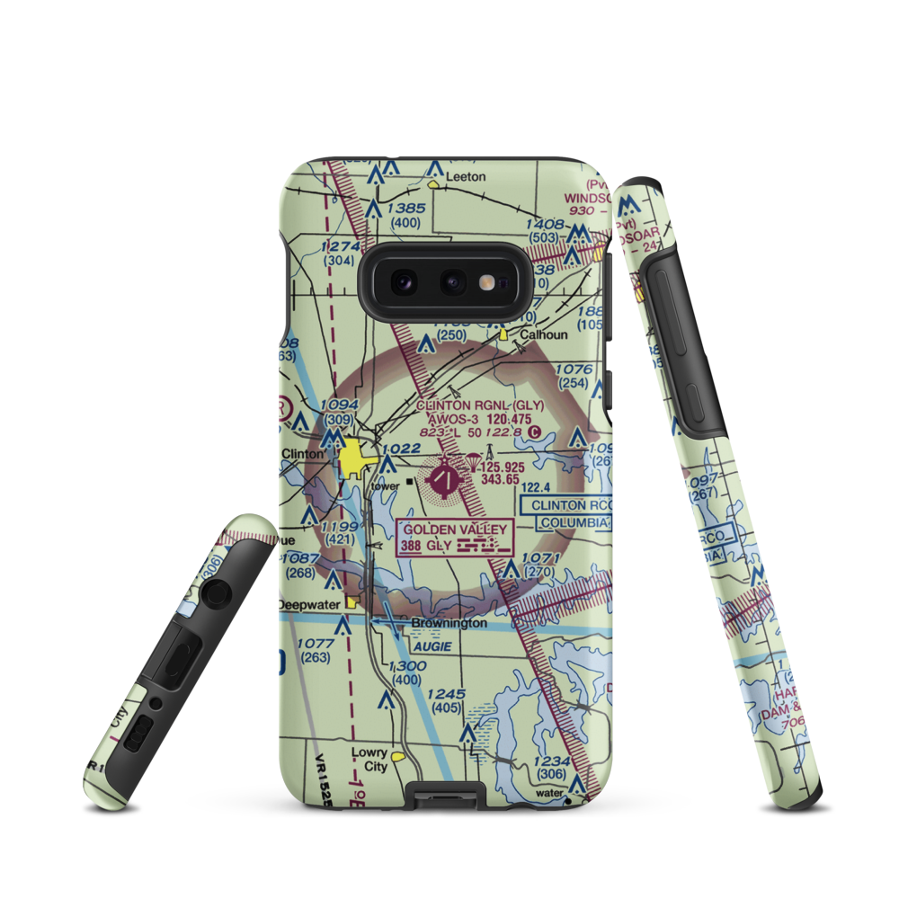 Clinton Memorial Airport (GLY) VFR Sectional Samsung Phone Case Samsung Galaxy S10 Plus model shown