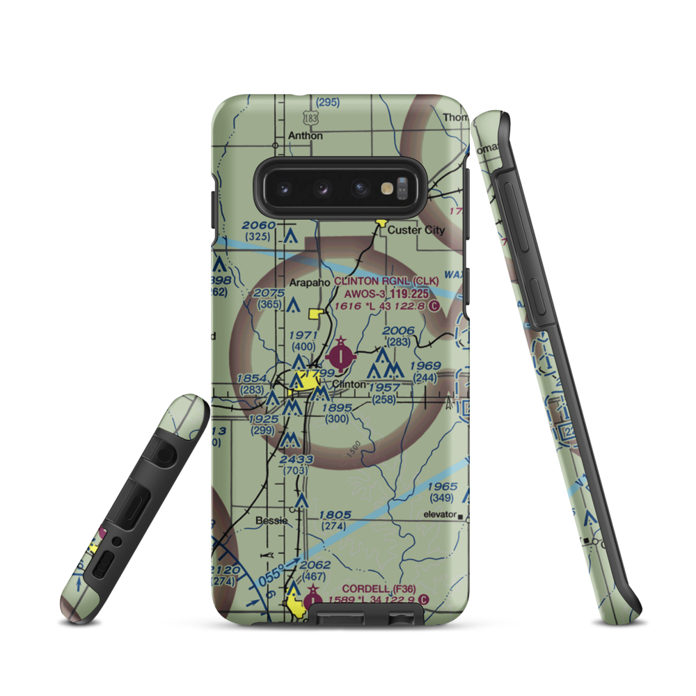 Clinton Regional Airport (CLK) VFR Sectional Samsung Phone Case Samsung Galaxy S10 model shown
