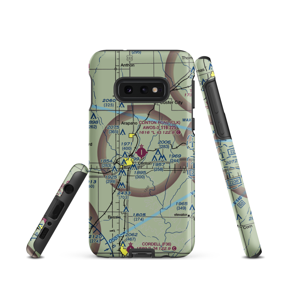 Clinton Regional Airport (CLK) VFR Sectional Samsung Phone Case Samsung Galaxy S10 Plus model shown