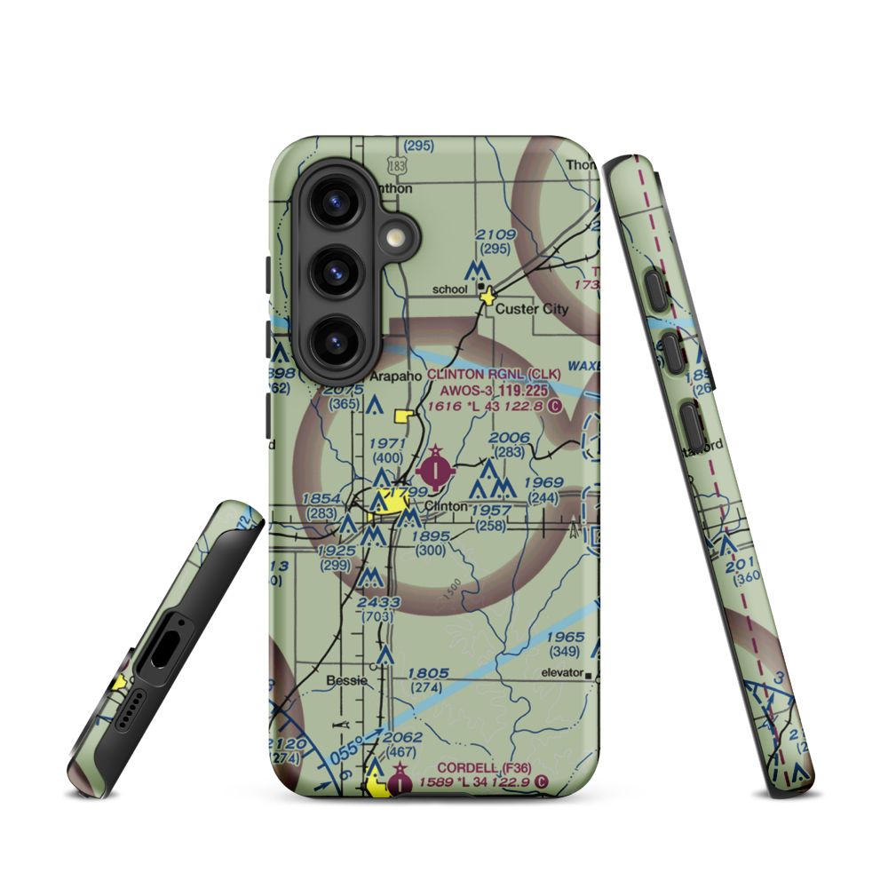 Clinton Regional Airport (CLK) VFR Sectional Samsung Phone Case Samsung Galaxy S24 model shown