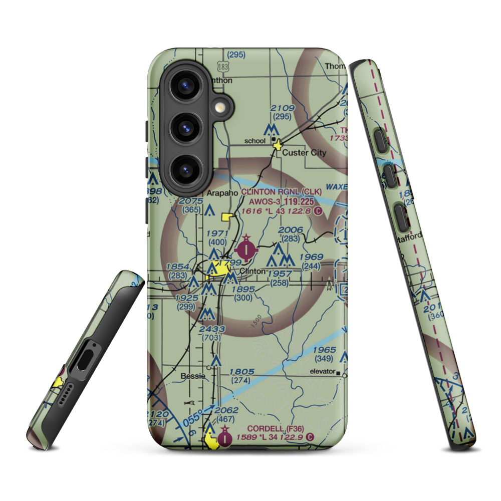 Clinton Regional Airport (CLK) VFR Sectional Samsung Phone Case Samsung Galaxy S24 Plus model shown